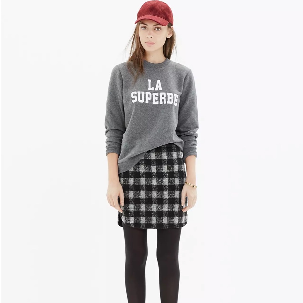 Madewell Buffalo Check Wool Skirt